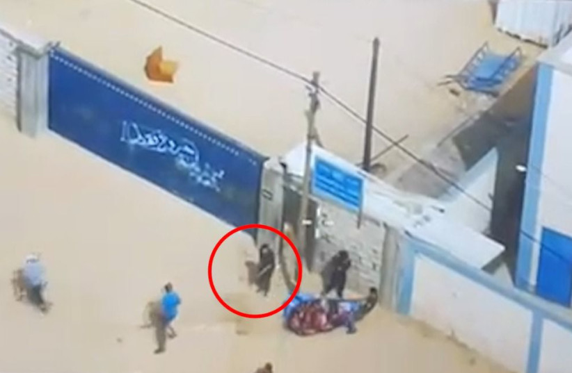 Footage of Hamas terrorists using UN facilities for cover and transport, May 14, 2024 (credit: IDF SPOKESPERSON'S UNIT)