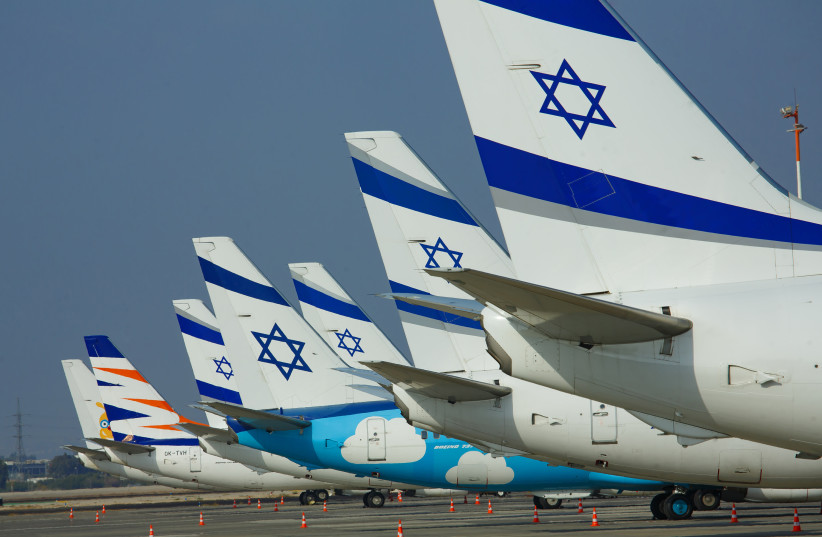  El Al airplane at the Ben Gurion International Airport. October 4, 2022.  (credit: MOSHE SHAI/FLASH90)