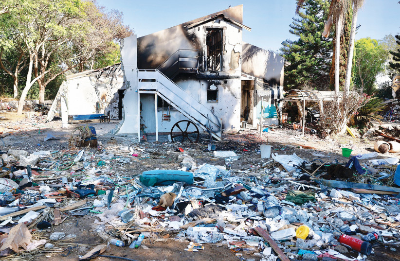  HAMAS PROVED that it was committed to its genocidal founding charter on October 7, Eli Rosenbaum told the ‘Post’. Seen here are the remnants of a home in Kibbutz Be’eri. (credit: MARC ISRAEL SELLEM/THE JERUSALEM POST)