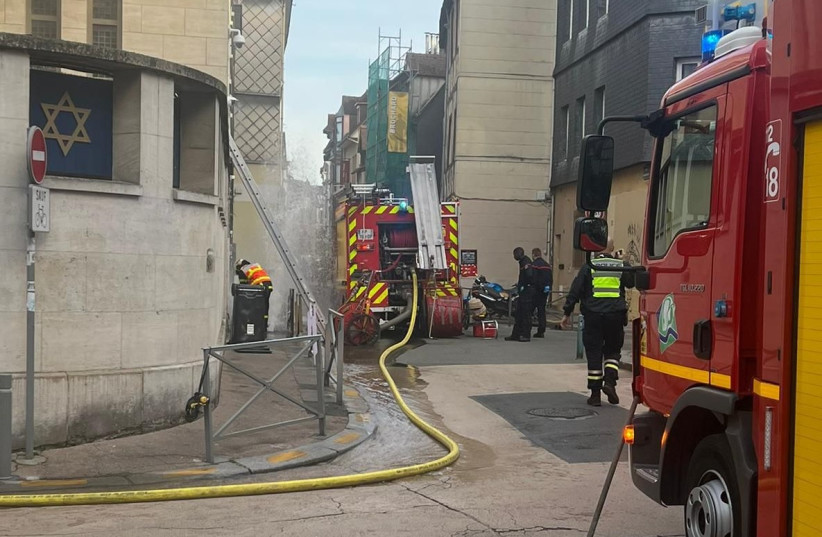  A man was shot by police after attempting to burn a synagogue down and stab a police officer in Rouen, France. May 17, 2024 (credit: Rabbi Shmuel Lubecki)