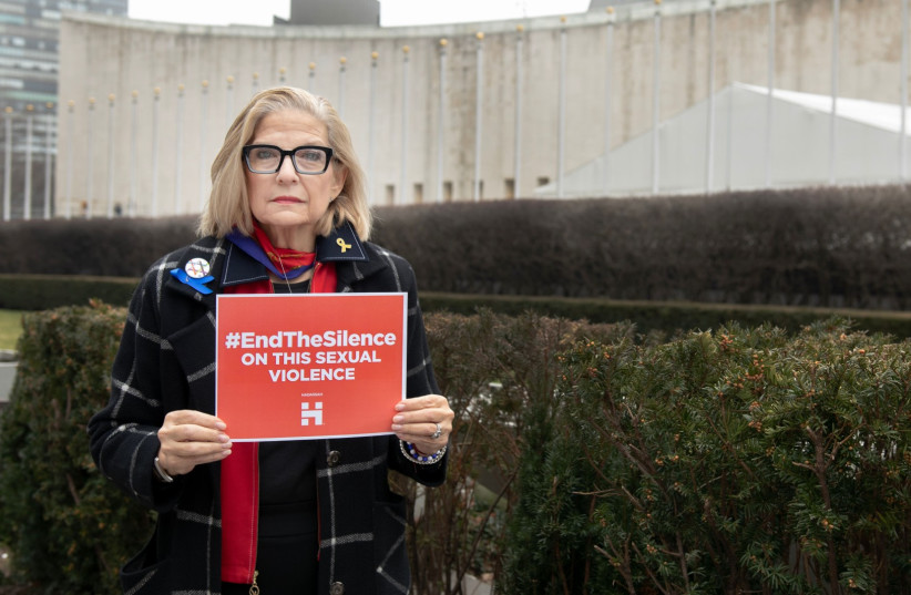  Hadassah national president Carol Ann Schwartz delivers Hadassah’s End The Silence petition to the United Nations.  (credit: Courtesy of Hadassah)