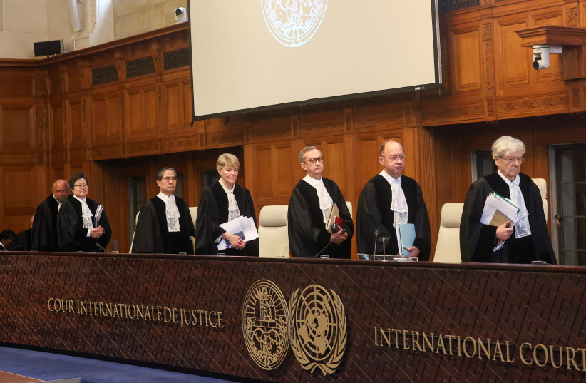  Judges arrive at the International Court of Justice at the start of a hearing where South Africa requests new emergency measures over Israel's attacks on Rafah, as part of an ongoing case South Africa filed at the ICJ in December last year, The Hague, Netherlands May 17, 2024.  (credit: REUTERS/YVES HERMAN)