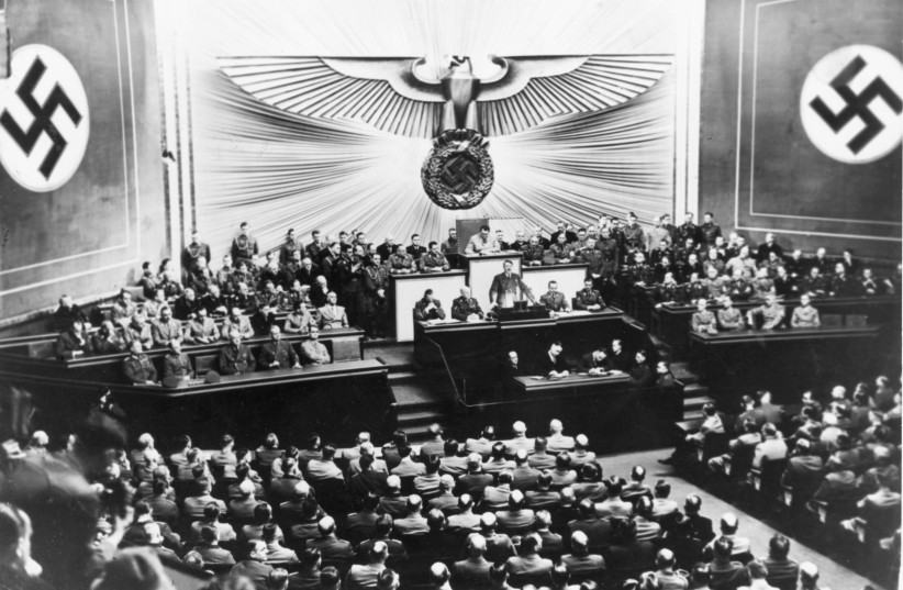  AN IDEOLOGICAL battle is also being waged. Pictured: Nazi leader Adolf Hitler addresses the Reichstag, 1941. (credit: Keystone/Getty Images)