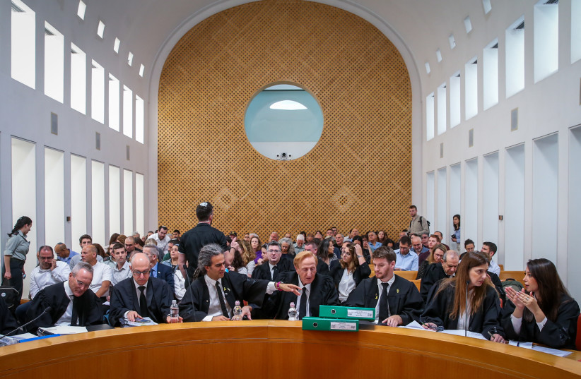 A court hearing on the government's drafting of yeshiva students for the IDF, at the High Court of Justice in Jerusalem on June 2, 2024 (credit: AMIT SHABI/POOL)