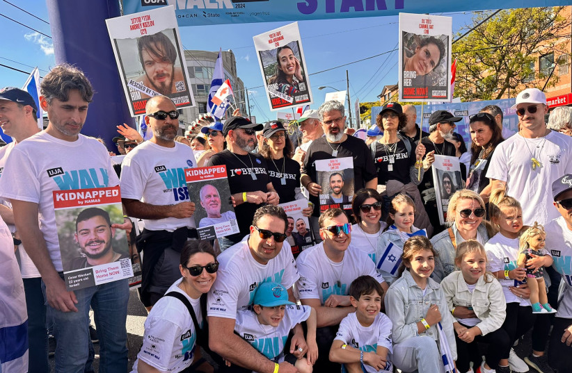  Hostage families and Kibbutz Beeri members at the 2024 Walk with Israel in Toronto (credit: Jewish Federations of Canada – UIA)