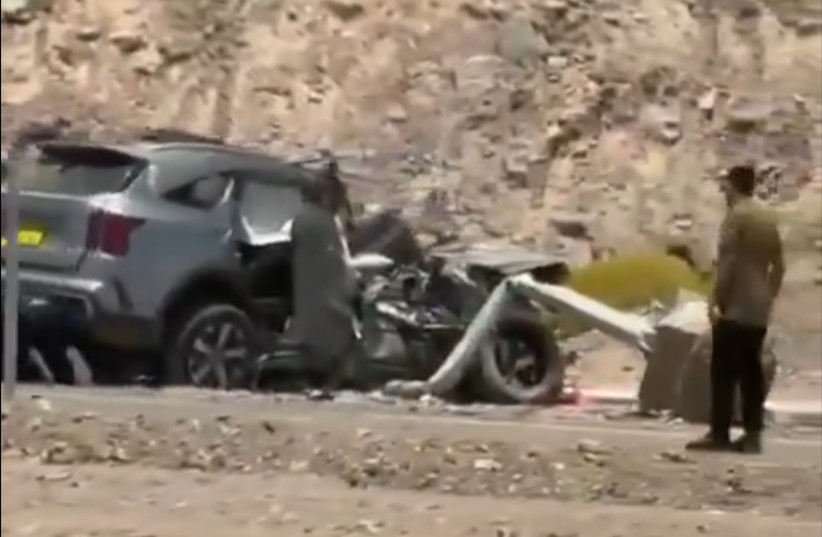  Screenshot showing the accident which killed three Israelis in the Sinai, June 15, 2024. (credit: screenshot)
