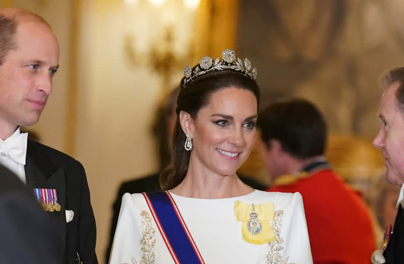  El Príncipe Guillermo y la Princesa Kate asisten al Banquete de Estado en el Palacio de Buckingham, 2023  (credit: YUI MOK/POOL VIA REUTERS)