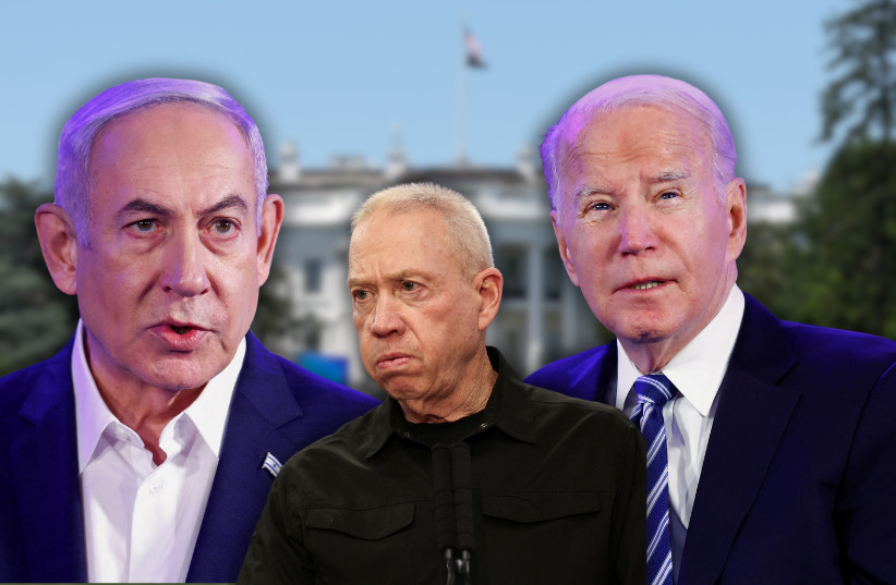  (L-R) US President Joe Biden, Defense Minister Yoav Gallant, Prime Minister Benjamin Netanyahu (credit: VIA REUTERS)