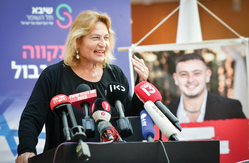  DRONES HELPED make this possible: Mother of rescued hostage Almog Meir Jan speaks to press at Sheba Medical Center in Ramat Gan, June 10 (credit: AVSHALOM SASSONI/FLASH90)