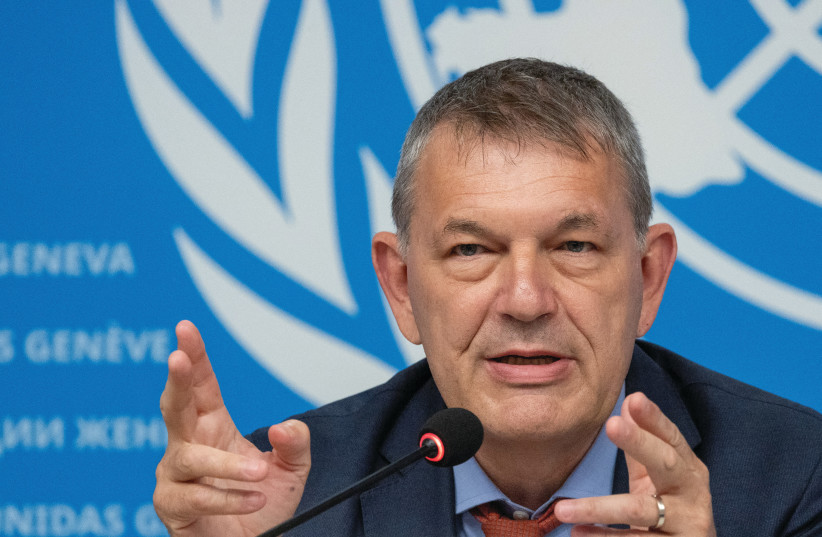  UNRWA COMMISSIONER-GENERAL Philippe Lazzarini attends a briefing on the humanitarian situation in the Palestinian territories, at the United Nations in Geneva, this week. (credit: DENIS BALIBOUSE/REUTERS)