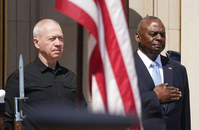 US DEFENSE Secretary Lloyd Austin receives Defense Minister Yoav Gallant at the Pentagon, earlier this week.