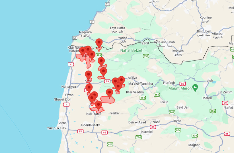  Rocket sirens sound across northern Israel. June 28, 2024. (credit: Screenshot/Tzeva Adom)