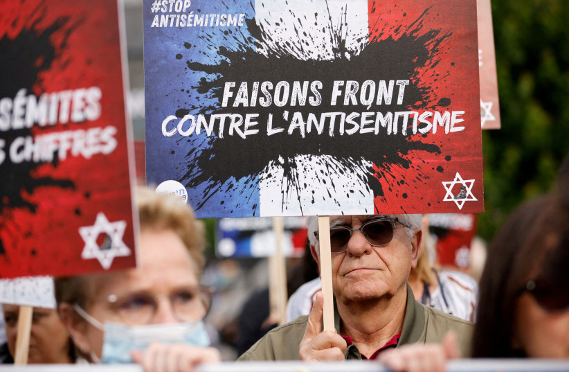  People attend a demonstration against antisemitism at the Place de la Bastille after three teenagers aged 12 to 13 were indicted in Courbevoie, accused of rape and antisemitic violence against a 12-year-old girl, in Paris, France, June 20, 2024. (credit: REUTERS/JOHANNA GERON/FILE PHOTO)