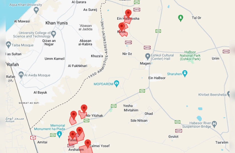  Rocket sirens sound in Gaza border communities. July 1, 2024. (credit: Screenshot/Tzeva Adom)