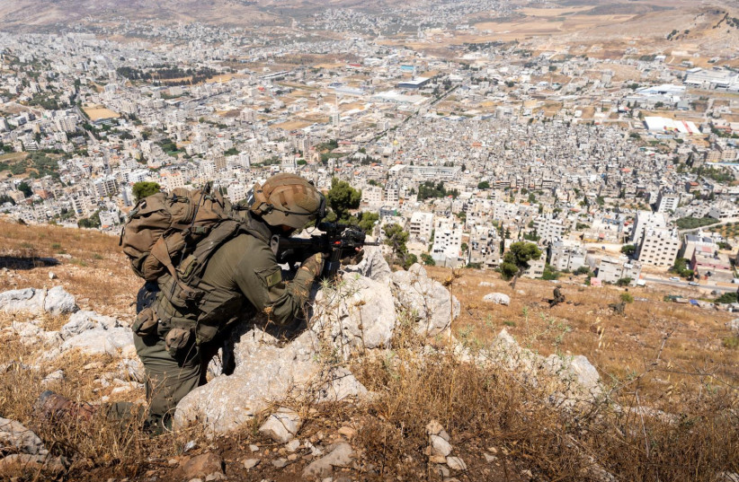   IDF troops search the Nablus area for suspects. July 2, 2024.  (credit: IDF SPOKESPERSON'S UNIT)