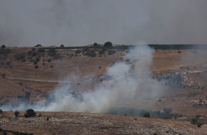 Smoke rises above the ground of northern Israel, after Hezbollah claimed it launched more than 200 rockets targeting Israeli military positions in northern Israel July 4, 2024.