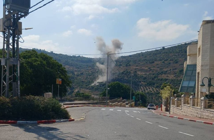 A rocket lands in northern Israel. July 7, 2024.