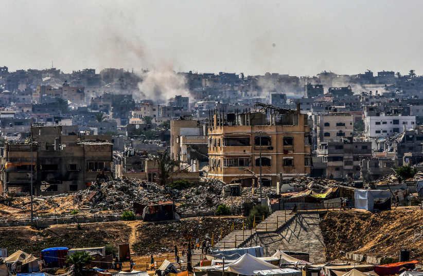 Smoke rises from an Israeli military operation, in Khan Yunis, in the southern Gaza Strip, on July 24, 2024.