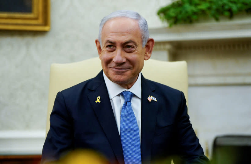 El primer ministro israelí, Benjamin Netanyahu, se reúne con el presidente estadounidense, Joe Biden (no en la foto), en el Despacho Oval de la Casa Blanca en Washington, Estados Unidos, el 25 de julio de 2024