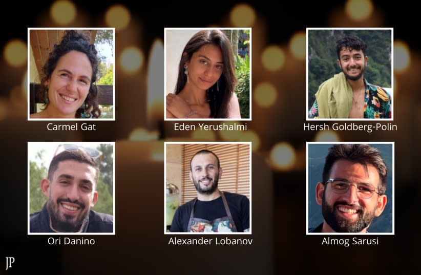 Carmel Gat, Eden Yerushalmi, Hersh Goldberg-Polin, Ori Danino, Alexander Lobanov y Almog Sarusi.