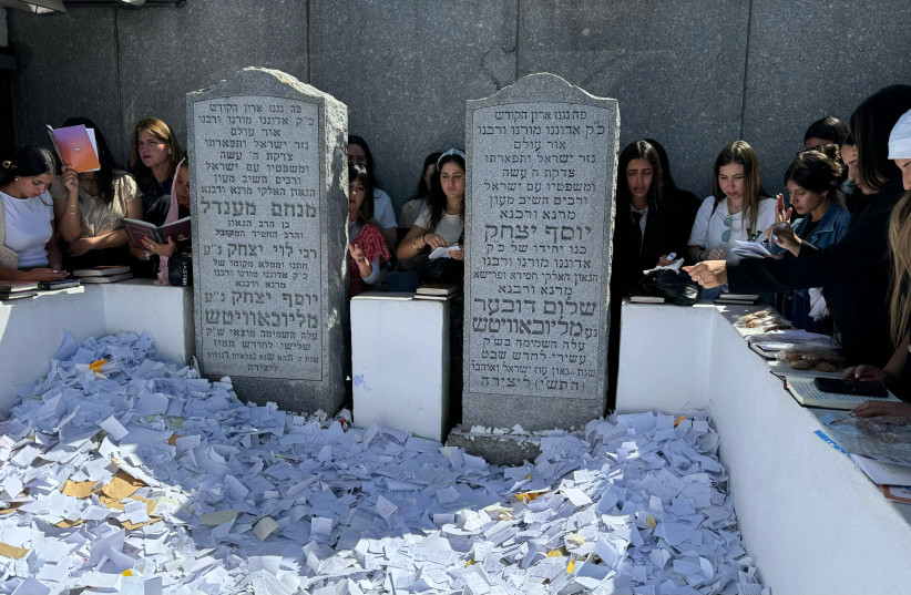 Students visit the gravesite of the Chabad Rebbe Menachem Mendel Schneerson.