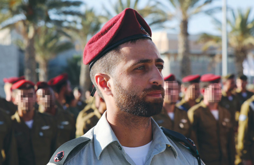 MAJOR SHRIEBMAN expresses the gravity of his cadet’s graduation moment from Bislamach Infantry Corps commander training school, July 2024. ‘He was not just a commander; he was a leader,’ Yuval said. ‘His soldiers followed him not because they had to, but because they believed in him.’