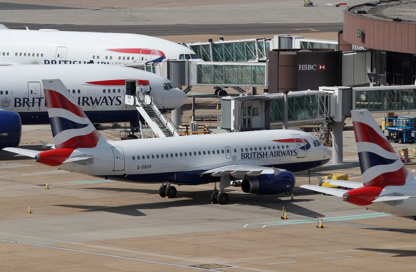 British Airways aircraft parked at Gatwick Airport's South Terminal; Illustrative.