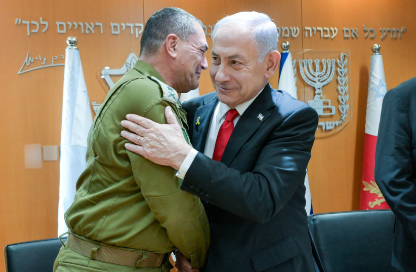 IDF chief Eyal Zamir and Prime Minister Benjamin Netanyahu seen during a military briefing, in Tel Aviv, Israel, June 30, 2025