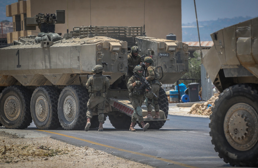 Israeli soldiers raid the village of Jaba, near Jenin, in the West Bank, June 17, 2025.