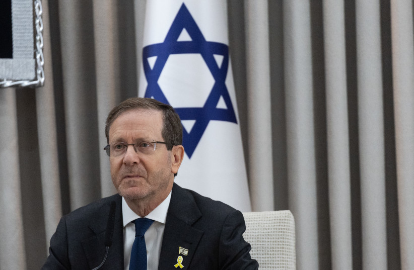 Israeli President Isaac Herzog meets with Chancellor of Germany Friedrich Merz at the President residence in Jerusalem, December 6, 2025
