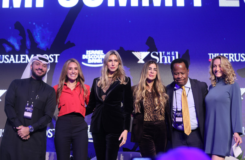 Abraham Accords advocate Loay Alshareef, influencer Sigi Flicker, US Justice Department Task Force to Combat Antisemitism head Leo Terrell, and community leader Natalie Hister Ostad in a discussion moderated by Jerusalem Post content strategist Inbal Ann Bouskila.