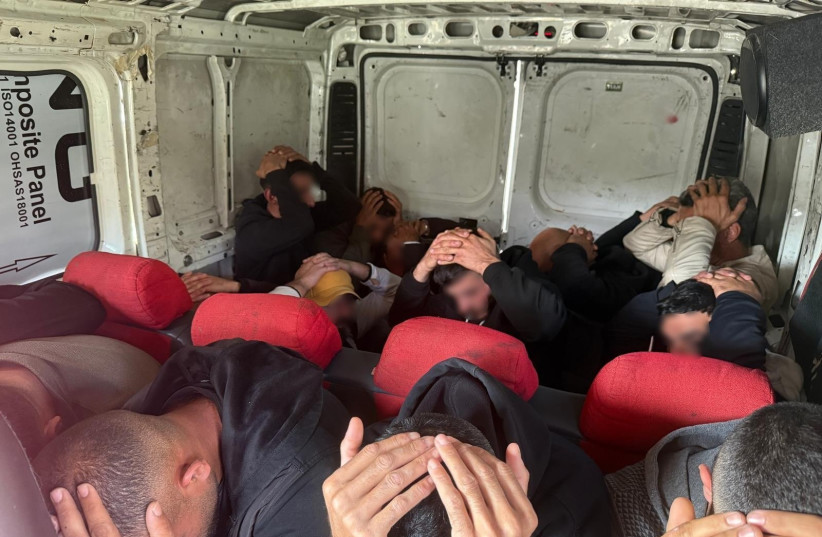 Israeli police arrested seven people and deported eight others after stopping a vehicle carrying 15 Palestinian residents who were suspected of entering Israel illegally in February 2026.