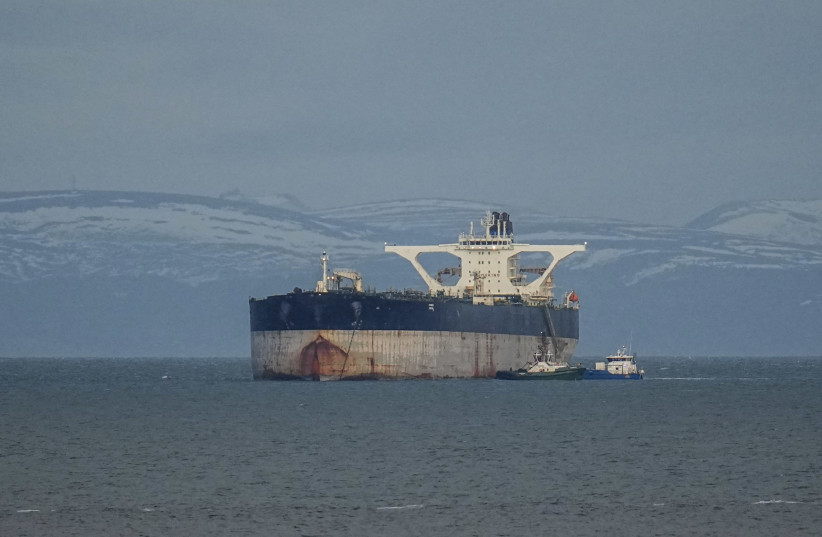 The Marinera oil tanker is seen on January 14, 2026 in Burghead, Scotland. The Marinera oil tanker, previously known as the Bella 1, has entered UK waters at the request of the US to be replenished with ''essential supplies.''