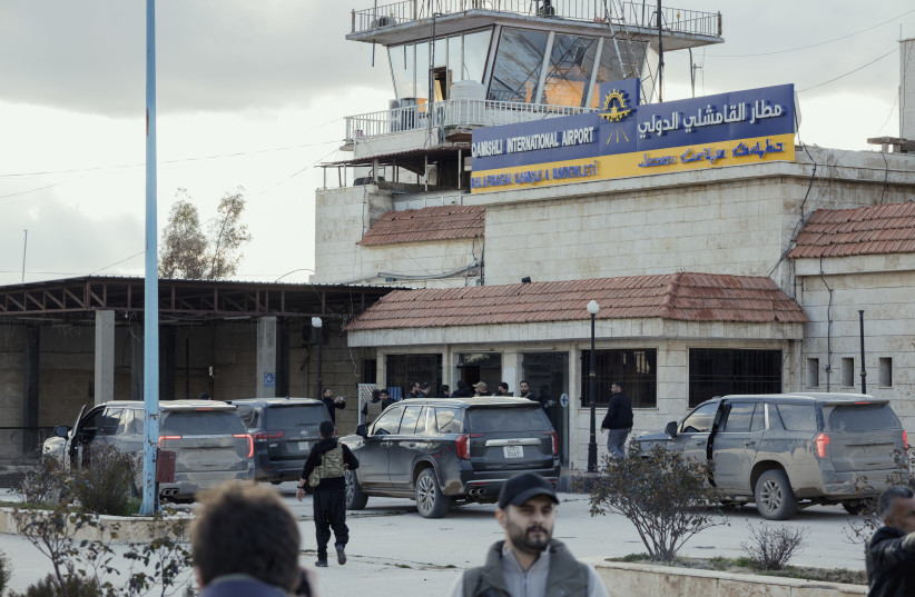 Vehicles belonging to the Syrian Interim Government are parked outside Qamishli International Airport in Qamishli, Syria on February 8, 2026.