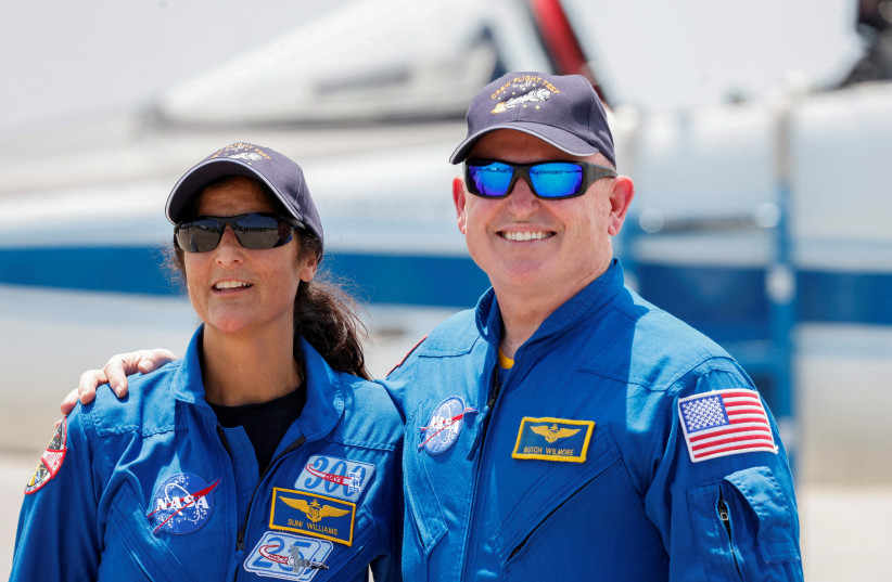 NASA ASTRONAUTS Butch Wilmore and Suni Williams pose ahead of the launch of Boeing's Starliner-1 Crew Flight Test (CFT), in Cape Canaveral, Florida, US, April 25, 2024.