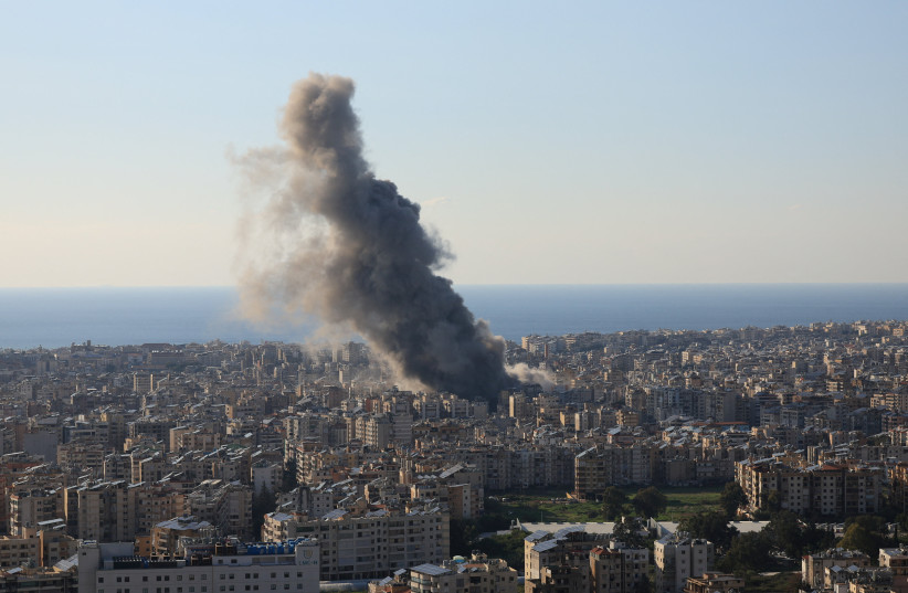 Smoke rises after an Israeli strike on Beirut's southern suburbs, following an escalation between Hezbollah and Israel amid the US-Israeli conflict with Iran, Lebanon, March 2, 2026.