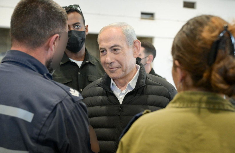 Netanyahu visited the base alongside Defense Minister Israel Katz and IDF Chief of Staff Lt. Gen. Eyal Zamir. 3, March, 2026. (credit: Ma'ayan Toaf