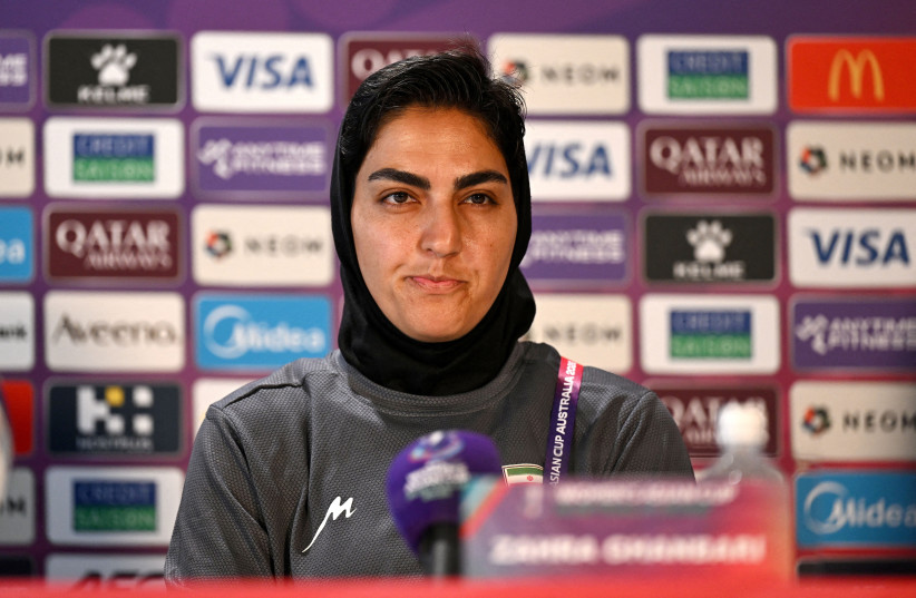Iranian Women's national soccer team captain Zahra Ghanbari looks on during the Women's Asian Cup Iran press conference at Robina Stadium on the Gold Coast, Australia, March 1, 2026.