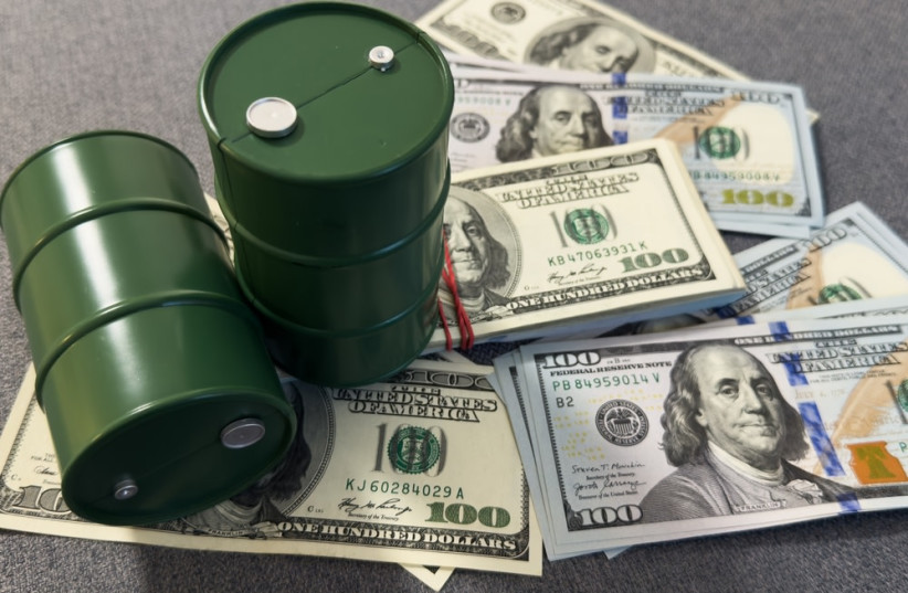 Oil barrels and several hundred dollars; Illustrative.