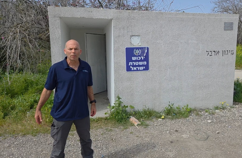 Israel Antiquities Authority inspector Nir Distelfeld beside the public shelter where Border Police sheltered with antiquities looters in northern Israel, March 17, 2026.