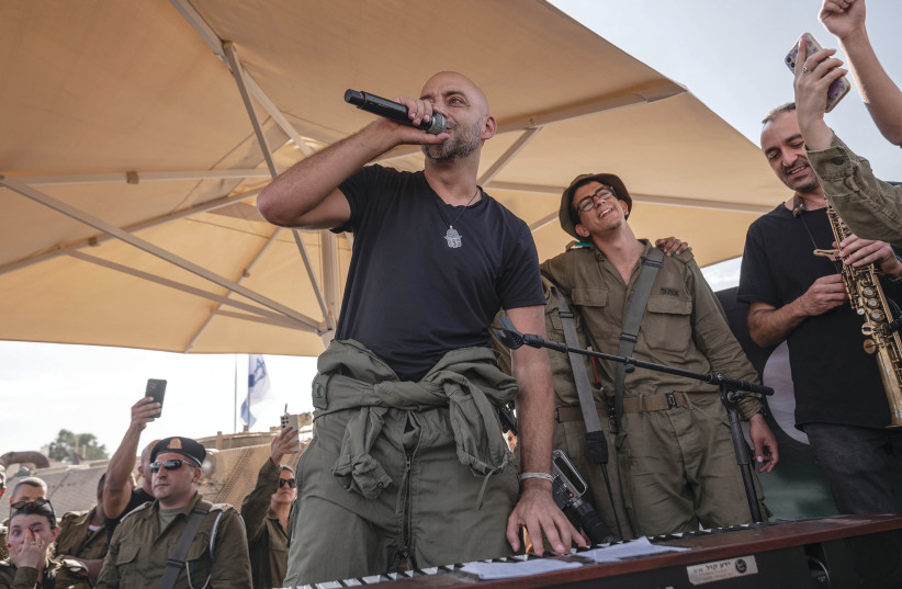 Performing at an IDF army base in the South, October 31, 2023.