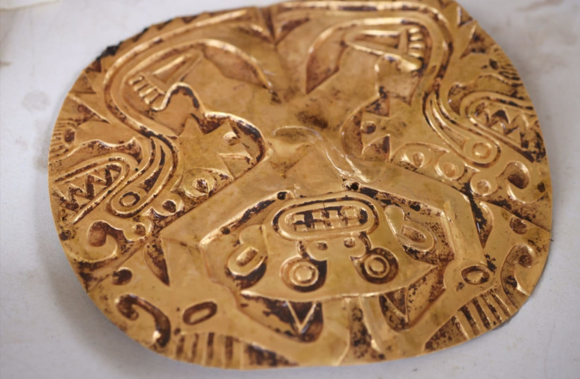 Gold artifacts discovered by archaeologists at the El Caño archaeological site in Panama, March 19, 2026.