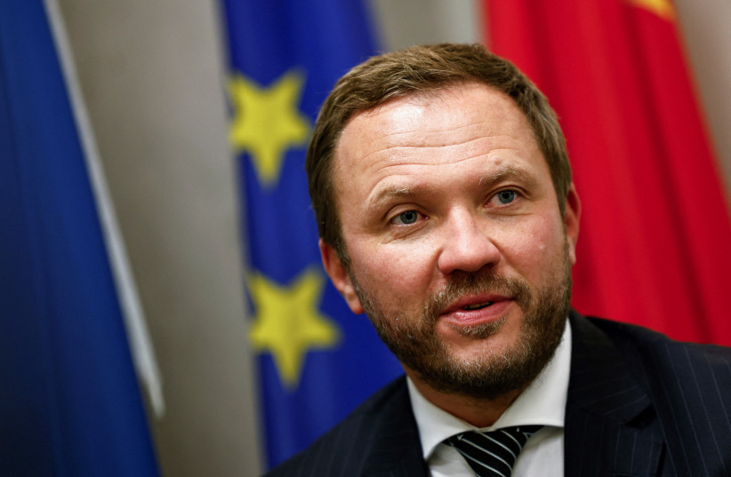 Estonian Foreign Minister Margus Tsahkna speaks during an interview with Reuters, at the Estonian embassy, in Beijing, China November 5, 2025.