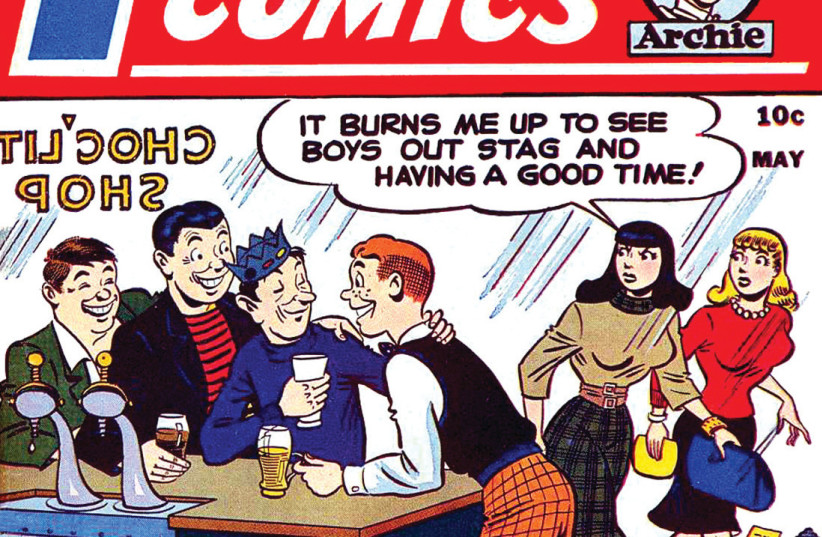 ARCHIE ANDREWS and the gang on the cover of ‘Pep’ number 67 in May 1948. Artwork by Al Fagaly.