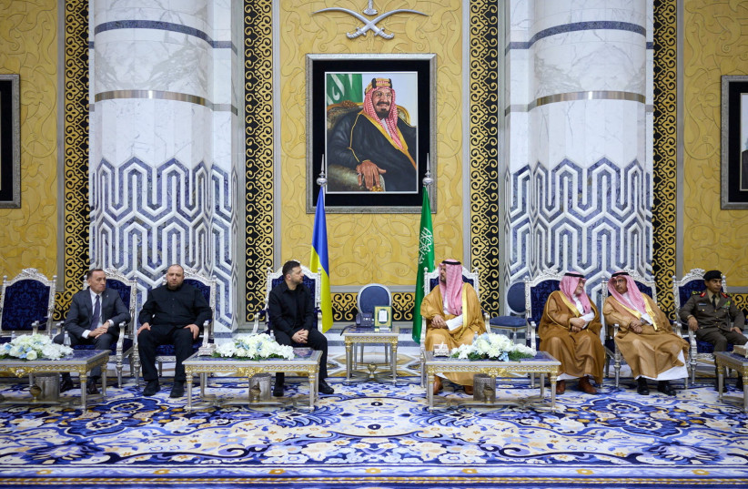 Ukraine's President Volodymyr Zelensky meets Deputy Governor of Makkah Region Prince Saud bin Mishaal bin Abdulaziz during his visit to Jeddah, Saudi Arabia, March 26, 2026.