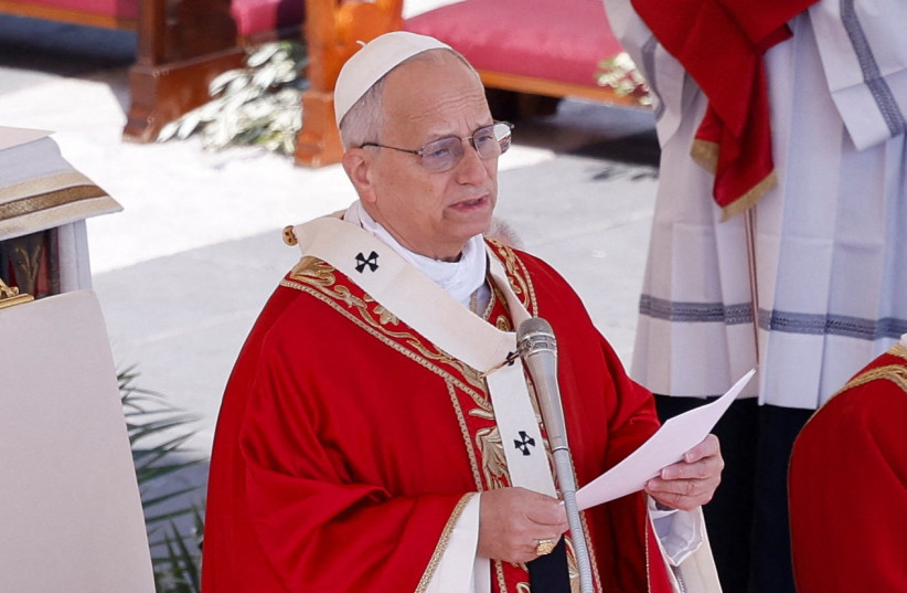 Pope Leo XIV delivers a homily during the Palm Sunday Mass in Saint Peter's Square at the Vatican, March 29, 2026.