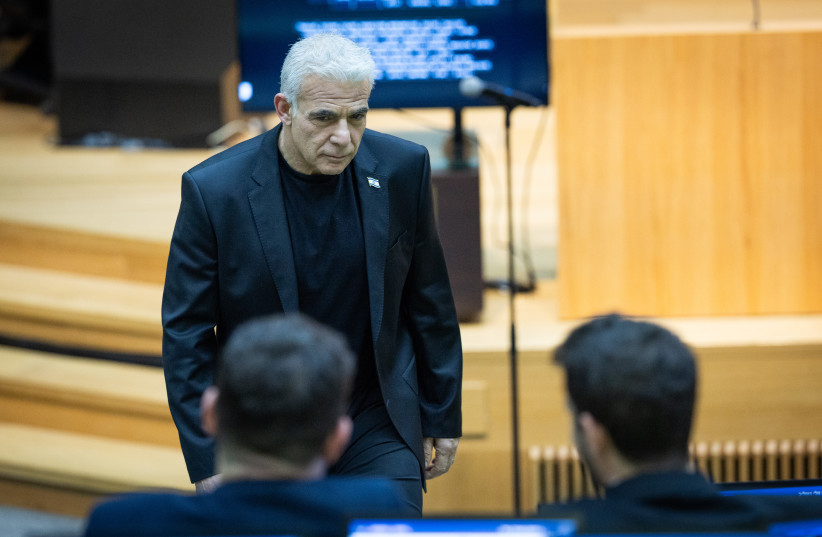 Opposition head Yair Lapid votes on the state budget in the Knesset, March 29, 2026