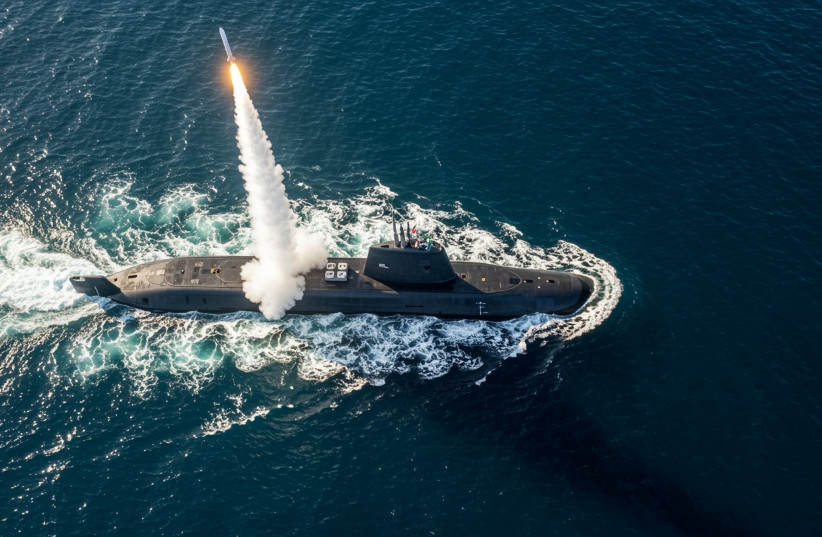 (illustrative) A submarine firing a missile.