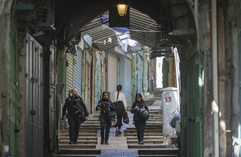 People seen in the Old City of Jerusalem, which remains closed during the Passover holiday amid the ongoing war, April 5, 2026.