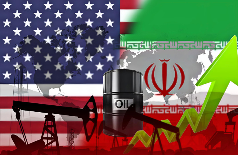 An illustration depicting rising oil prices amid US-Iran tensions.